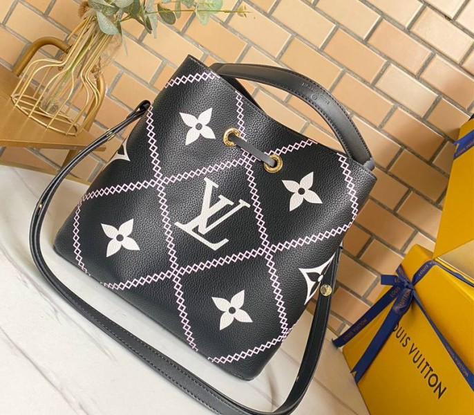Louis Vuitton Spring 2022 Monogram Empreinte NeoNoe MM Bag In Black - Louis Vuitton