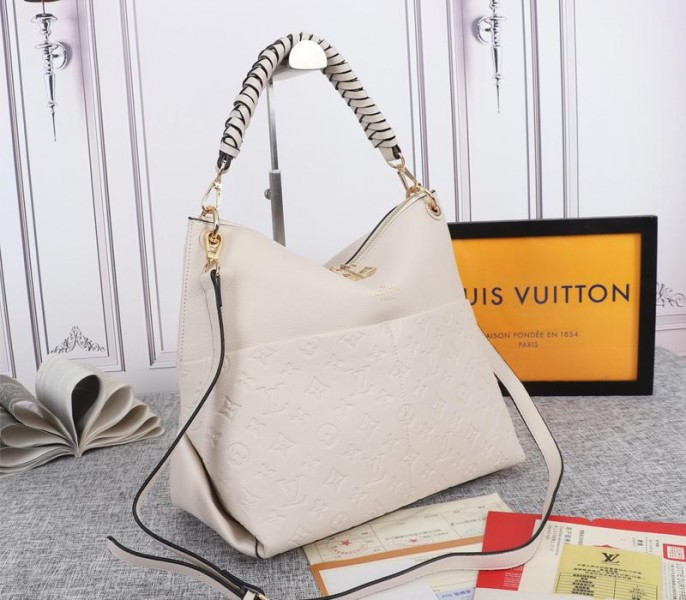 Louis Vuitton Monogram Empreinte Leather Maida Hobo In Cream - Louis Vuitton