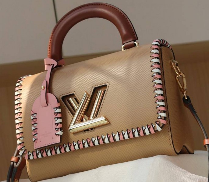 Louis Vuitton Epi Leather Twist MM Bag In Beige With Braided Edges Flap - Louis Vuitton