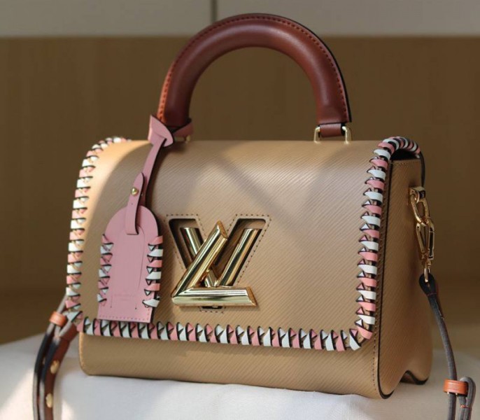 Louis Vuitton Epi Leather Twist MM Bag In Beige With Braided Edges Flap - Louis Vuitton