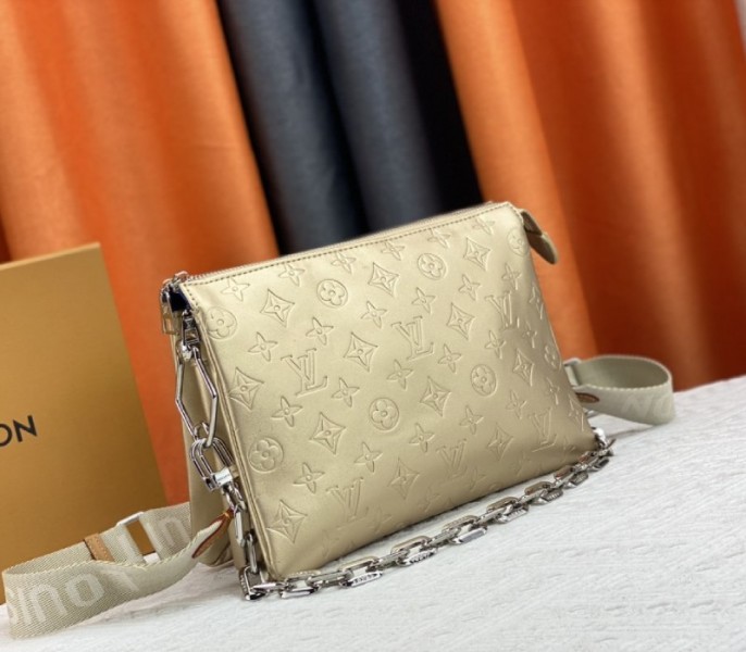 Louis Vuitton Coussin PM Bag In Light Gold With Jacquard Strap - Louis Vuitton