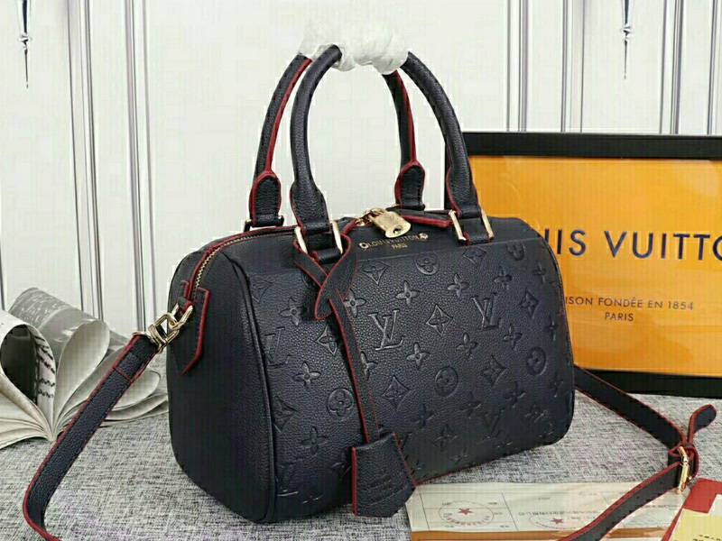 Louis Vuitton Monogram Empreinte Speedy Bandouliere 25 Handbag In Navy Blue - Louis Vuitton