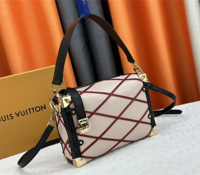 Louis Vuitton Malletage Leather Side Trunk MM In Beige And Red - Louis Vuitton