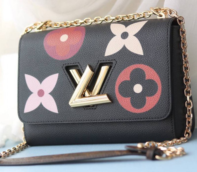 Louis Vuitton Monogram Empreinte Bold Printed Pattern Twist MM Bag In Black - Louis Vuitton