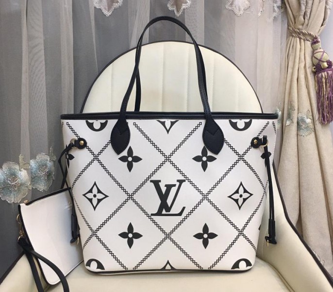 Louis Vuitton Spring 2022 Monogram Empreinte Neverfull MM Tote In Cream - Louis Vuitton
