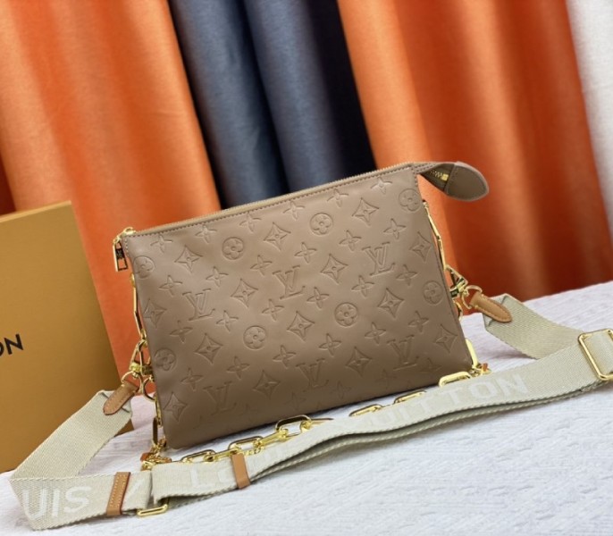 Louis Vuitton Coussin PM Bag In Taupe With Jacquard Strap - Louis Vuitton