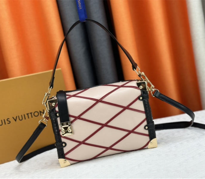 Louis Vuitton Malletage Leather Side Trunk MM In Beige And Red - Louis Vuitton