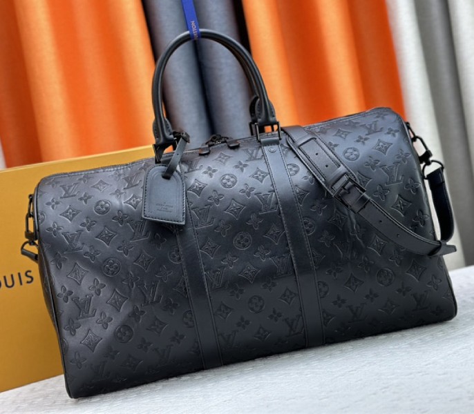 Louis Vuitton Monogram Shadow Leather Keepall Bandouliere 50 In Black - Louis Vuitton