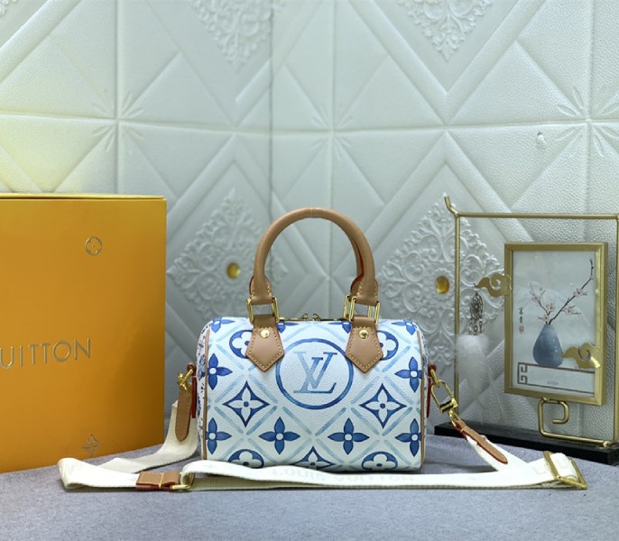 Louis Vuitton LV By The Pool Monogram Tiles Canvas Speedy Bandouliere 20 Bag In Lagoon Blue - Louis Vuitton