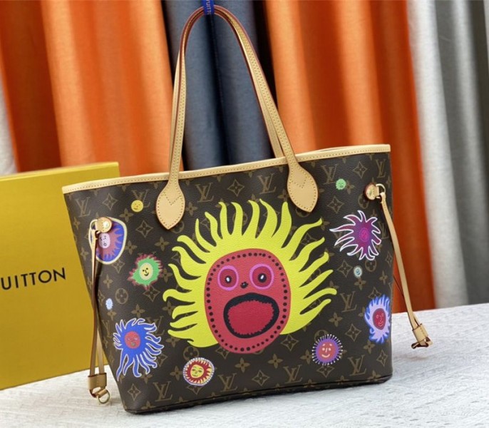 Louis Vuitton X YK Monogram Canvas Neverfull MM Tote With Faces Print - Louis Vuitton