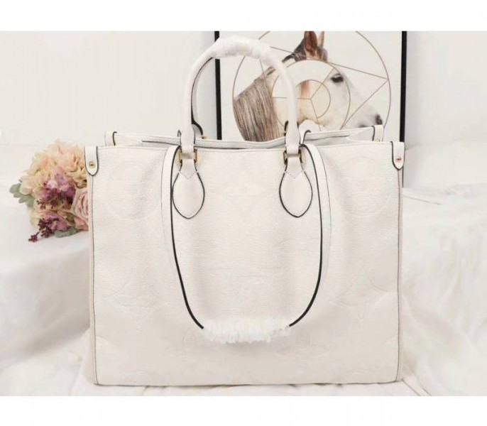 Louis Vuitton Monogram Empreinte Giant Onthego GM Tote In Cream - Louis Vuitton