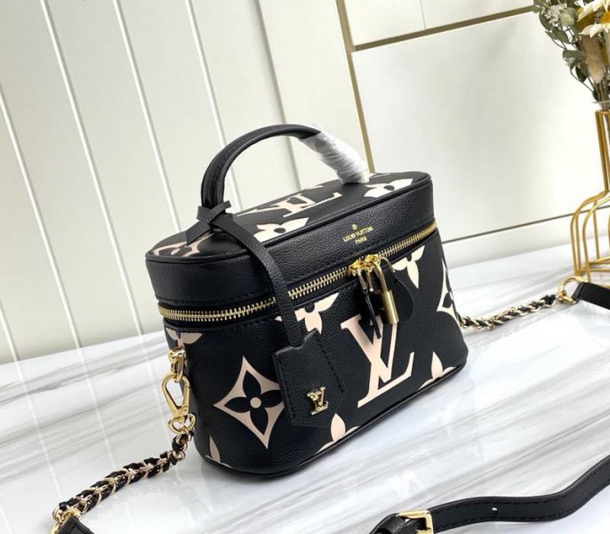 Louis Vuitton Bicolor Monogram Empreinte Vanity PM Bag In Black And Beige - Louis Vuitton