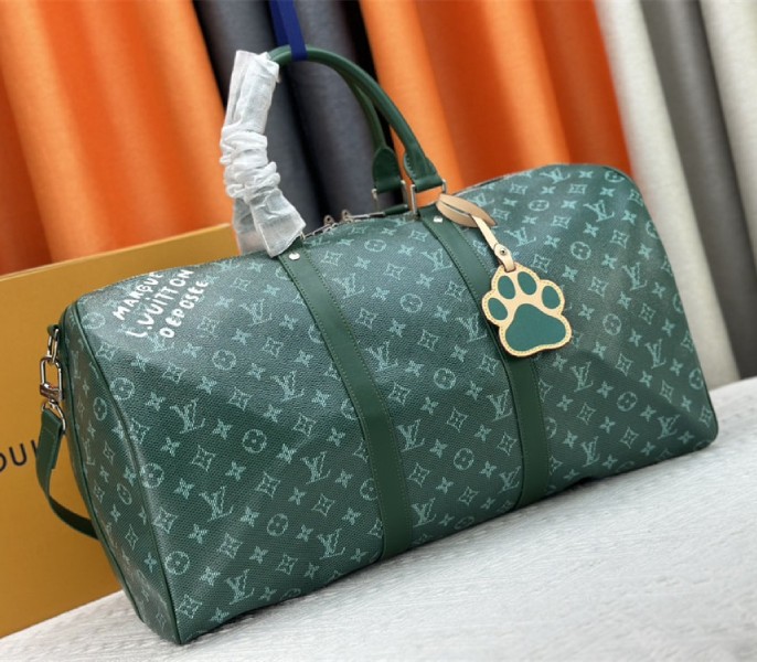 Louis Vuitton Monogram Heritage Canvas Keepall Bandouliere 50 In Green - Louis Vuitton