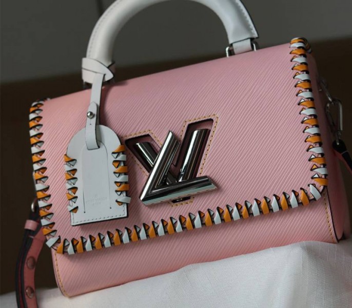 Louis Vuitton Epi Leather Twist MM Bag In Rose Bellerin Pink With Braided Edges Flap - Louis Vuitton