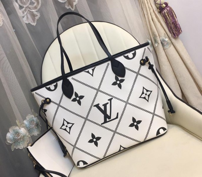 Louis Vuitton Spring 2022 Monogram Empreinte Neverfull MM Tote In Cream - Louis Vuitton