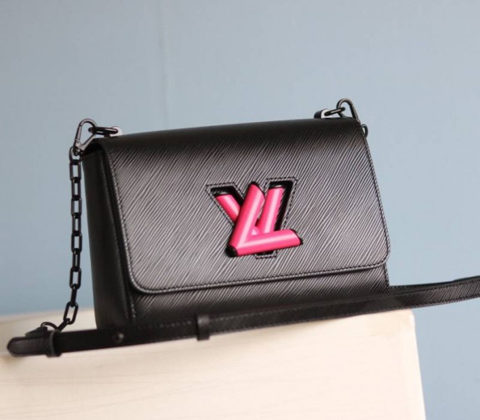 Louis Vuitton Epi Leather Twist MM Bag With Black Vibrant Pink Twist Lock - Louis Vuitton