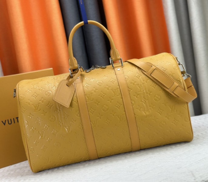 Louis Vuitton Taurillon Leather Keepall Bandouliere 50 In Safran Yellow - Louis Vuitton