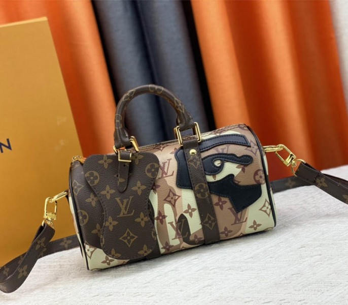Louis Vuitton J Hope X Keepall Bandouliere 25 Brown Travel Bag In Two Eyes Patches - Louis Vuitton