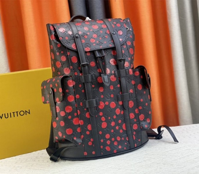 Louis Vuitton X YK Christopher Backpack In Red Infinity Dots - Louis Vuitton