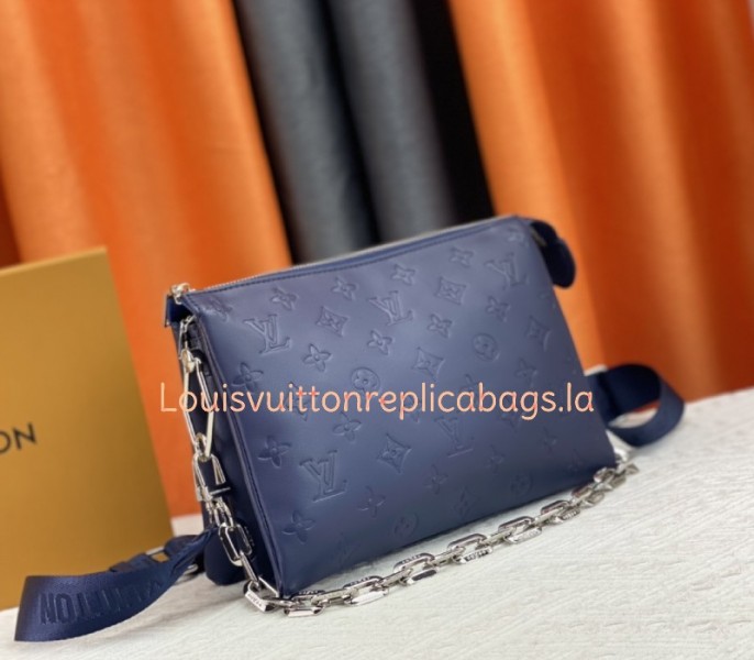 Louis Vuitton Coussin PM Bag In Navy Blue With Jacquard Strap - Louis Vuitton