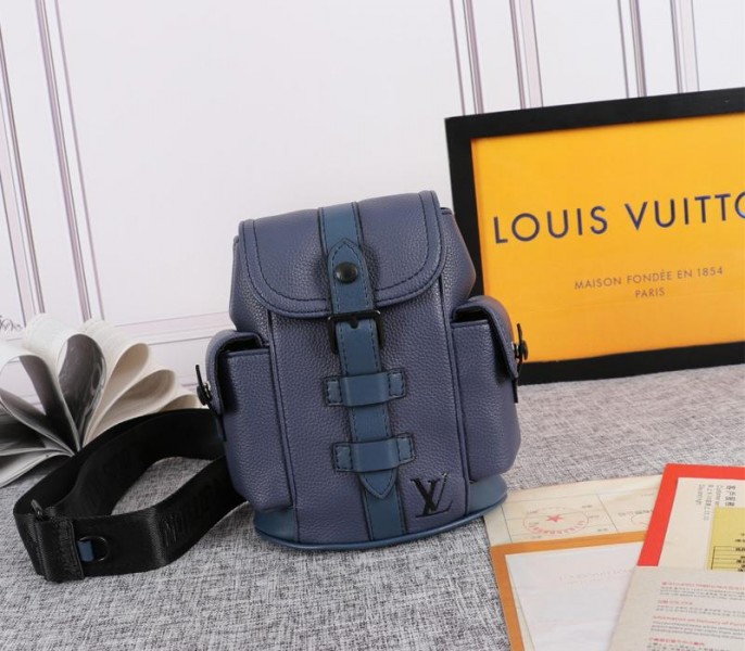 Louis Vuitton Taurillon Leather Christopher XS Backpack In Navy Blue - Louis Vuitton
