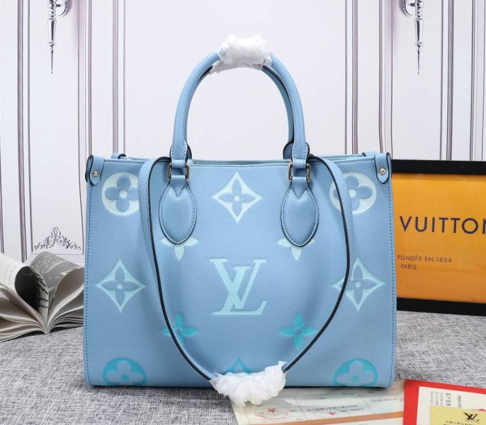Louis Vuitton Monogram Empreinte Leather Onthego MM Bag In Summer Blue - Louis Vuitton