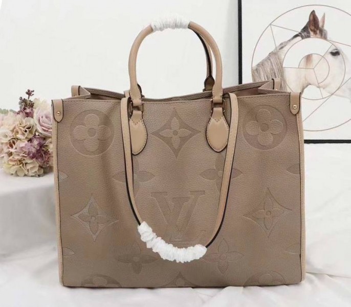 Louis Vuitton Monogram Empreinte Giant Onthego GM Tote In Beige - Louis Vuitton