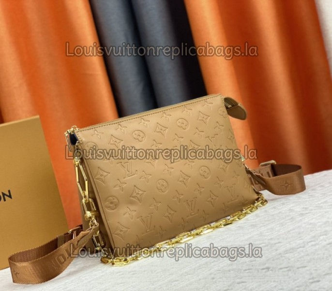 Louis Vuitton Coussin PM Bag In Camel With Jacquard Strap - Louis Vuitton