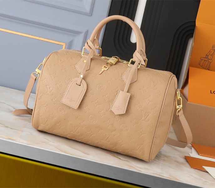Louis Vuitton Monogram Empreinte Speedy Soft 30 Handbag In Apricot - Louis Vuitton