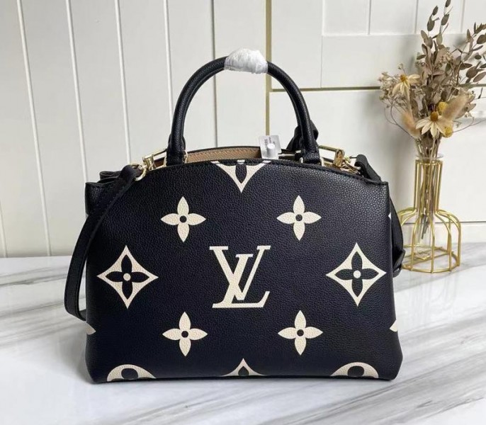 Louis Vuitton Bicolor Monogram Empreinte Leather Petit Palais Handbag In Black And Beige - Louis Vuitton