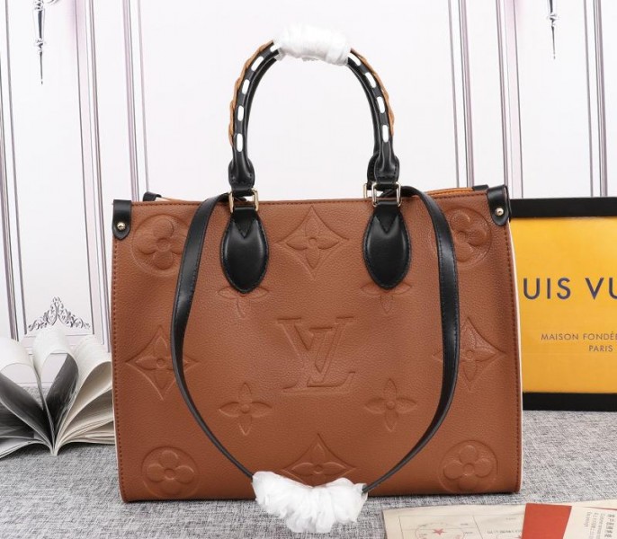 Louis Vuitton Monogram Empreinte Wild At Heart Onthego MM Tote In Caramel Brown - Louis Vuitton