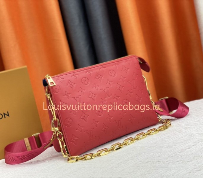 Louis Vuitton Coussin PM Bag In Neon Red With Jacquard Strap - Louis Vuitton