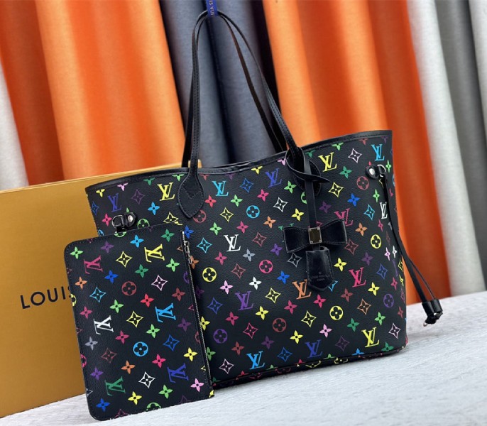 Louis Vuitton X TM Multicolored Neverfull MM In Black - Louis Vuitton
