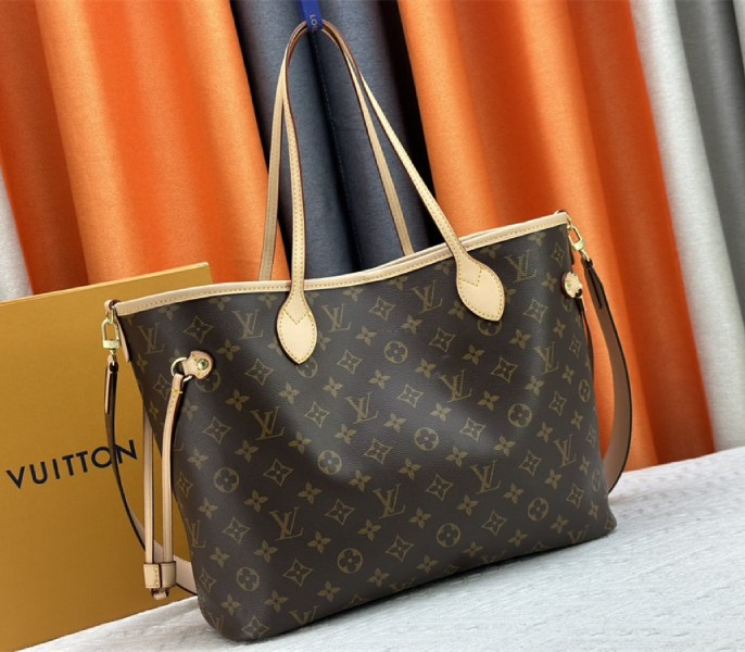 Louis Vuitton Neverfull Bandouliere Inside Out MM Tote In Monogram Canvas And Stamped Beige Textile - Louis Vuitton
