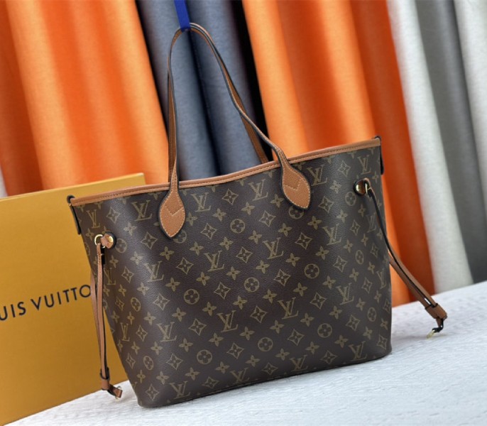 Louis Vuitton Neverfull Bandouliere Inside Out MM Tote In Monogram Canvas And Brown Leather - Louis Vuitton