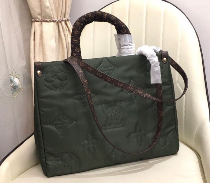 Louis Vuitton Econyl Regenerated Nylon Onthego GM Tote In Khaki Green - Louis Vuitton