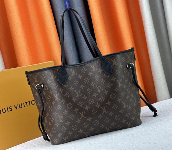 Louis Vuitton Neverfull Bandouliere Inside Out MM Tote In Monogram Canvas And Black Leather - Louis Vuitton
