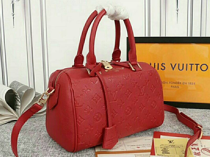 Louis Vuitton Monogram Empreinte Speedy Bandouliere 25 Handbag In Red - Louis Vuitton