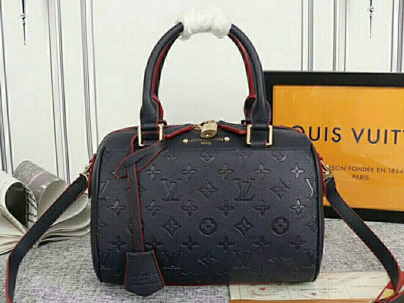 Louis Vuitton Monogram Empreinte Speedy Bandouliere 25 Handbag In Navy Blue - Louis Vuitton
