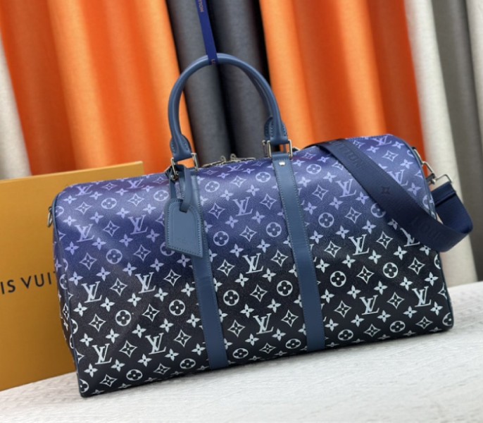 Louis Vuitton Monogram Gradient Canvas Keepall Bandouliere 50 In Navy Blue - Louis Vuitton