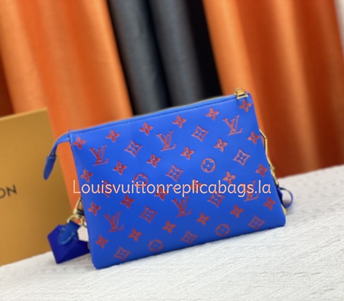 Louis Vuitton Coussin PM Bag In Blue And Red With Jacquard Strap - Louis Vuitton