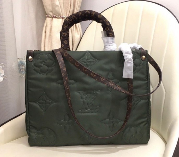 Louis Vuitton Econyl Regenerated Nylon Onthego GM Tote In Khaki Green - Louis Vuitton