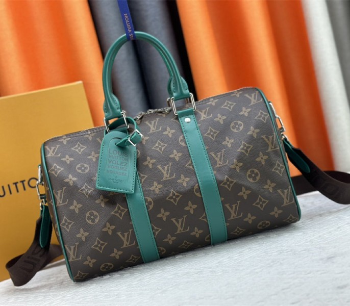 Louis Vuitton Monogram Macassar Canvas Keepall Bandouliere 35 In Borneo Green - Louis Vuitton