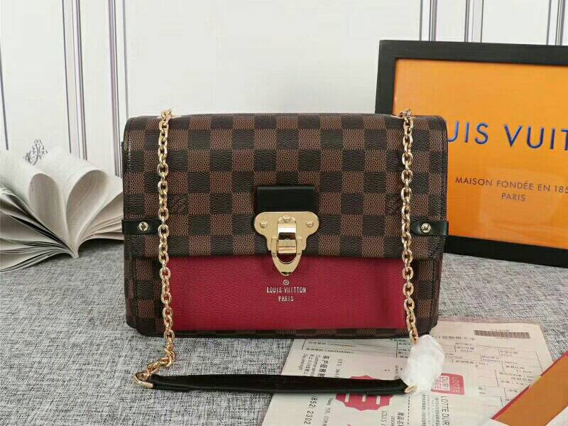 Louis Vuitton Damier Ebene Canvas Vavin PM Bag In Bordeaux Red - Louis Vuitton
