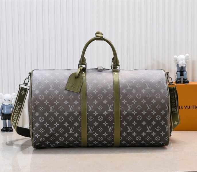 Monogram Gradient Canvas Keepall Bandouliere 55 In Khaki Green - Louis Vuitton