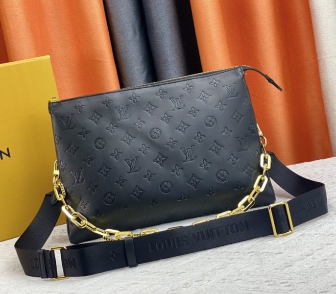 Louis Vuitton Coussin MM Bag In Black With Jacquard Strap - Louis Vuitton