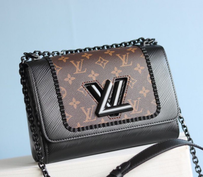 Louis Vuitton Epi Leather Twist MM Canvas Trompe loeil Braid Bag In All Black - Louis Vuitton