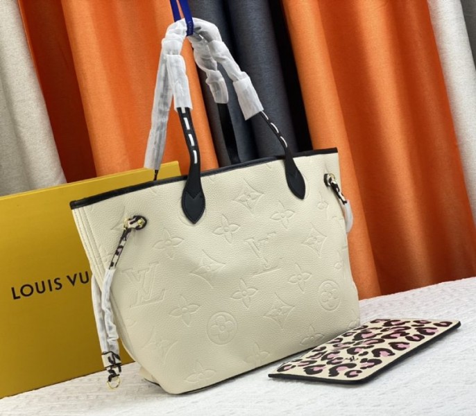 Louis Vuitton Monogram Empreinte Wild At Heart Neverfull MM Tote In Cream - Louis Vuitton