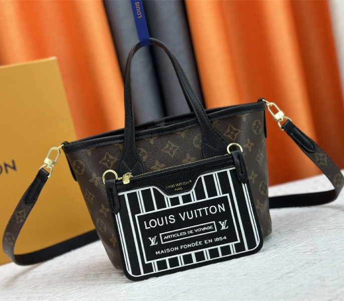 Louis Vuitton Neverfull Bandouliere Inside Out BB Tote In Monogram Canvas And Black Leather - Louis Vuitton