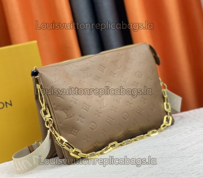 Louis Vuitton Coussin MM Bag In Taupe With Jacquard Strap - Louis Vuitton